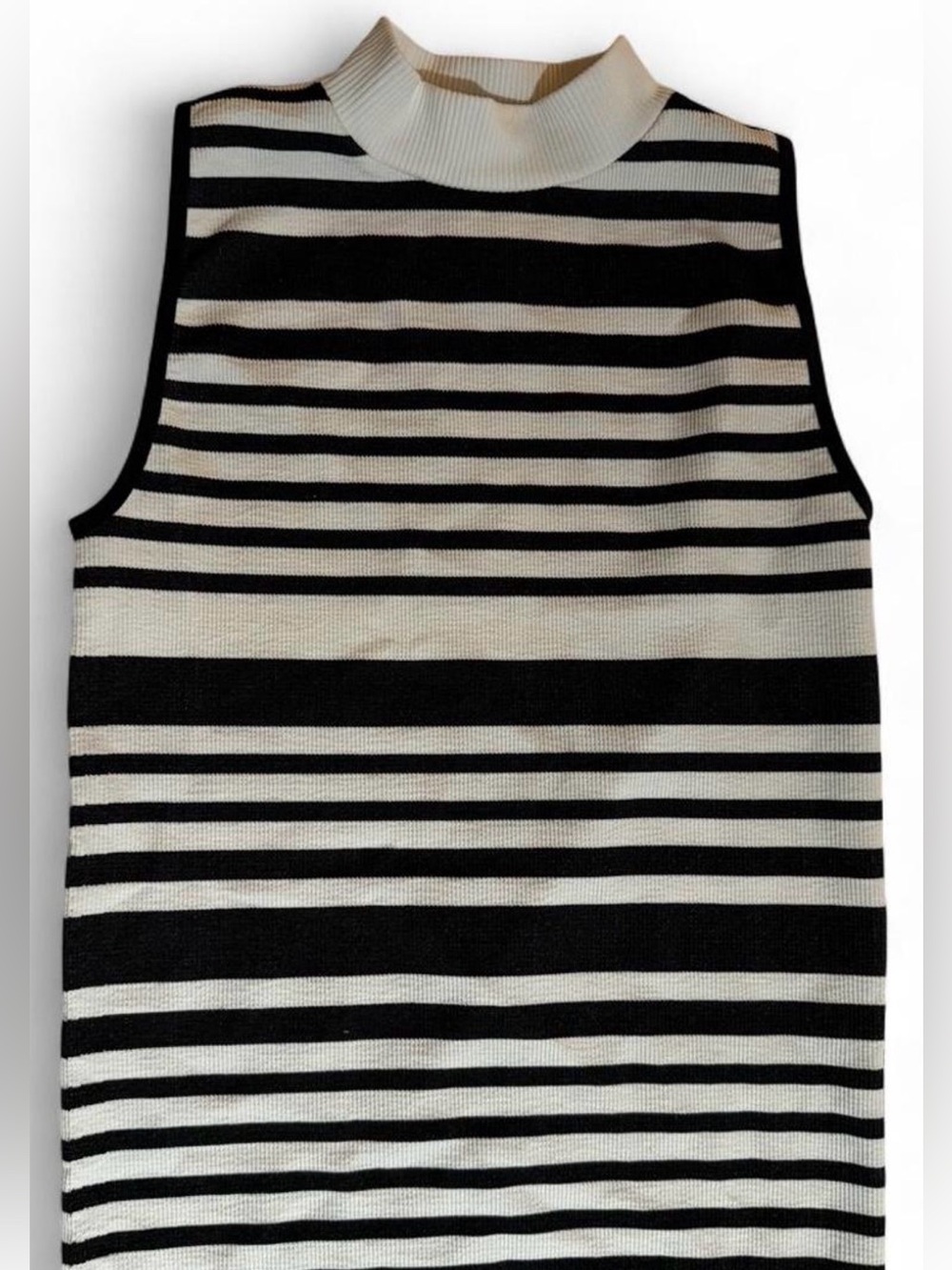 SOHO LADY Black & White Striped Sleeveless Knit Top